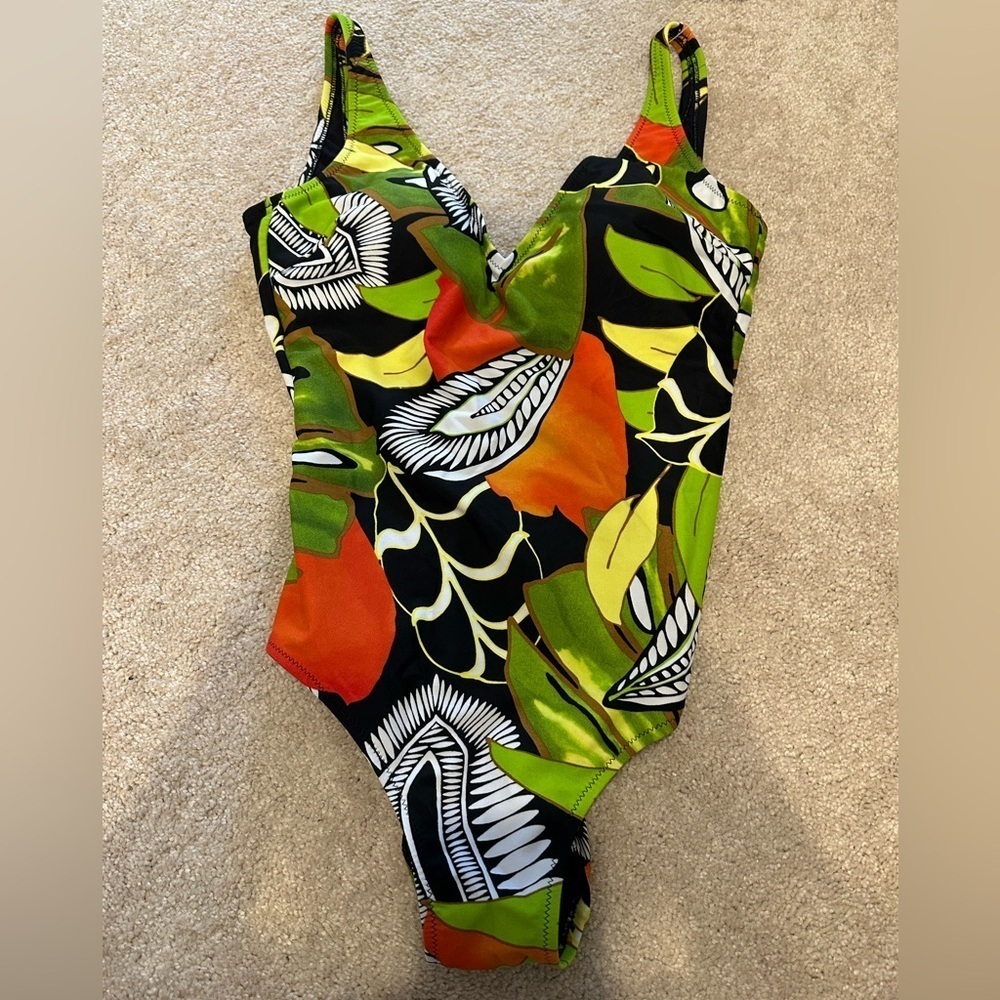 Gottex Tropical one piece green swimsuit size 10 NWT